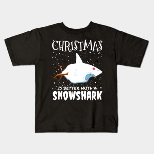 Christmas Is Better With A Snowshark - christmas cute snow seal gift Kids T-Shirt